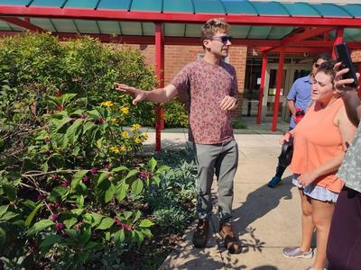Michael Ellis give a progress report on Elementary School garden