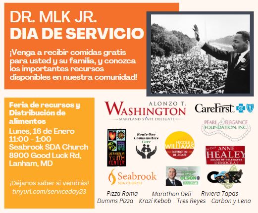 Day of service flyer in Spanish