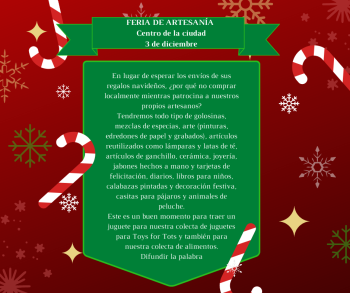 stars, snowflakes and green banners with text from news and announcements below spanish