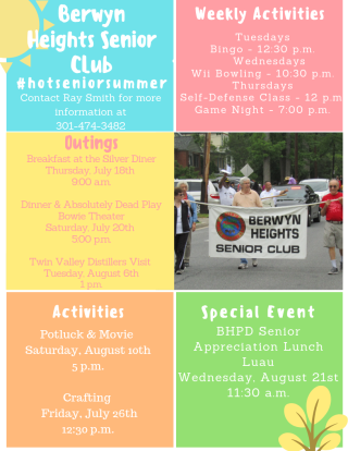 Senior Club Summer Activities and Events Flyer