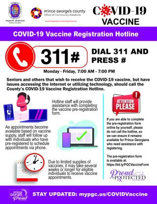 A graphic explaining the new COVID-19 Registration Hotline.  