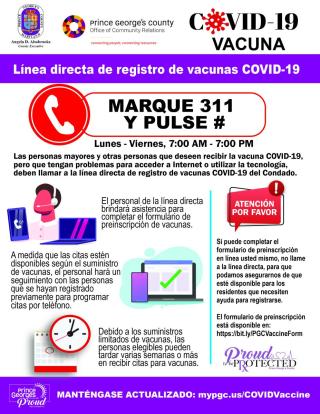 Línea directa registro de vacunas COVID-19. 