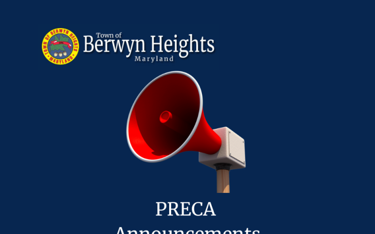 red speaker on blue background with the Berwyn Heights logo