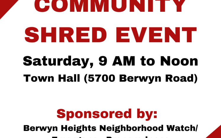 Berwyn heights seal with text of the shred event in english