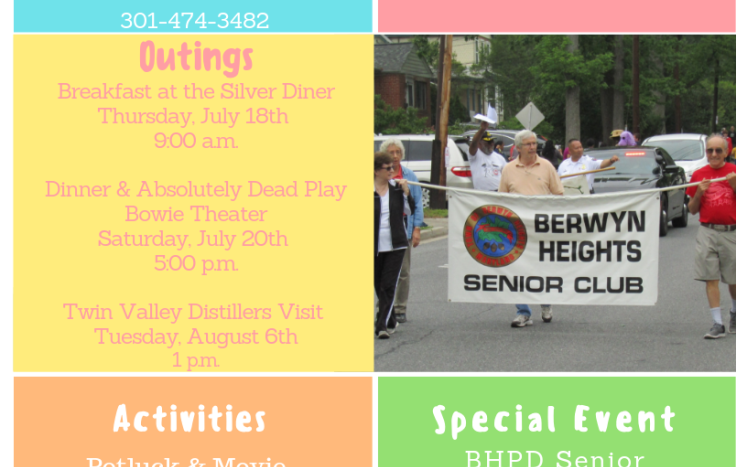 Senior Club Summer Activities and Events Flyer